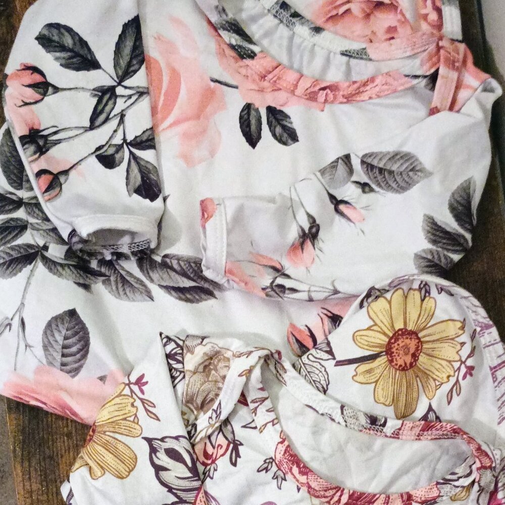 2 Multi- colored, Floral print, Baby girl Nightgowns size 3-6 months